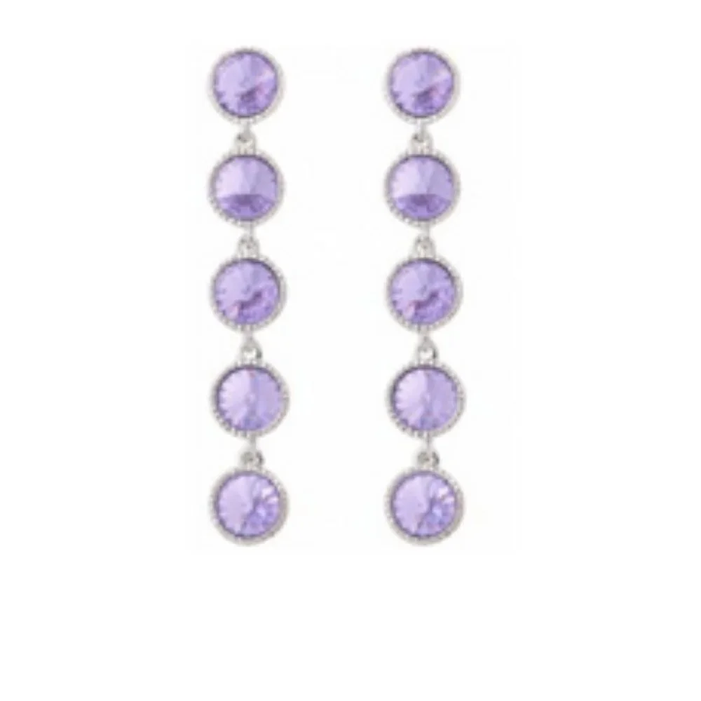 Ted Baker Rose Silver Purple Rizza Rivoli Crystal Earrings